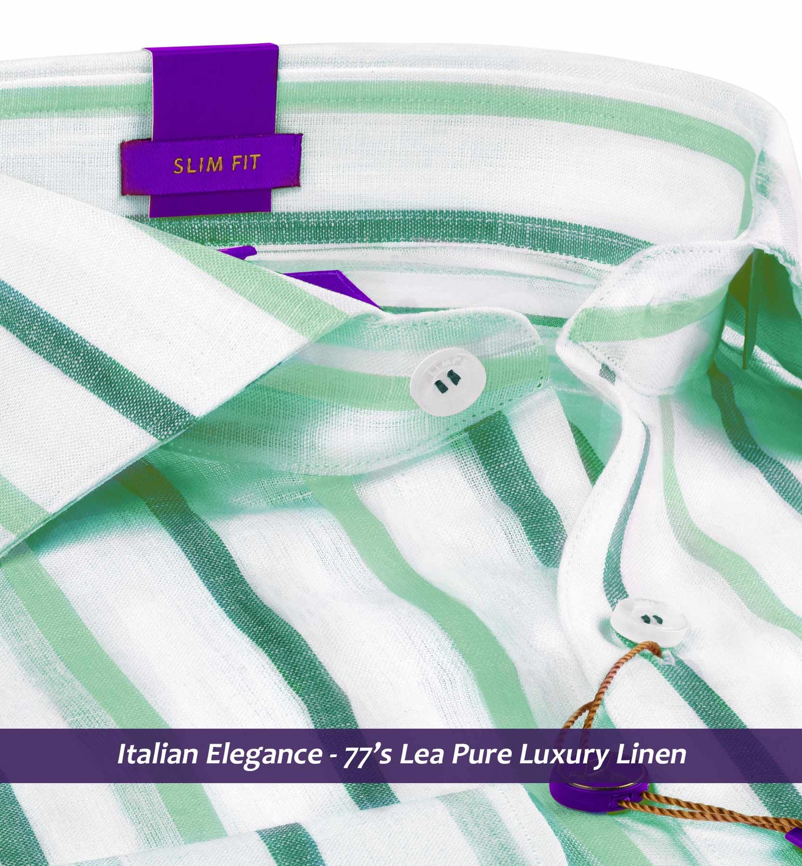 Vienna- Emerald Green & White Stripe Linen