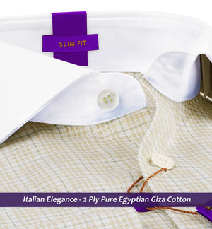 Dublin- Beige & Moss Green Check- White Collar