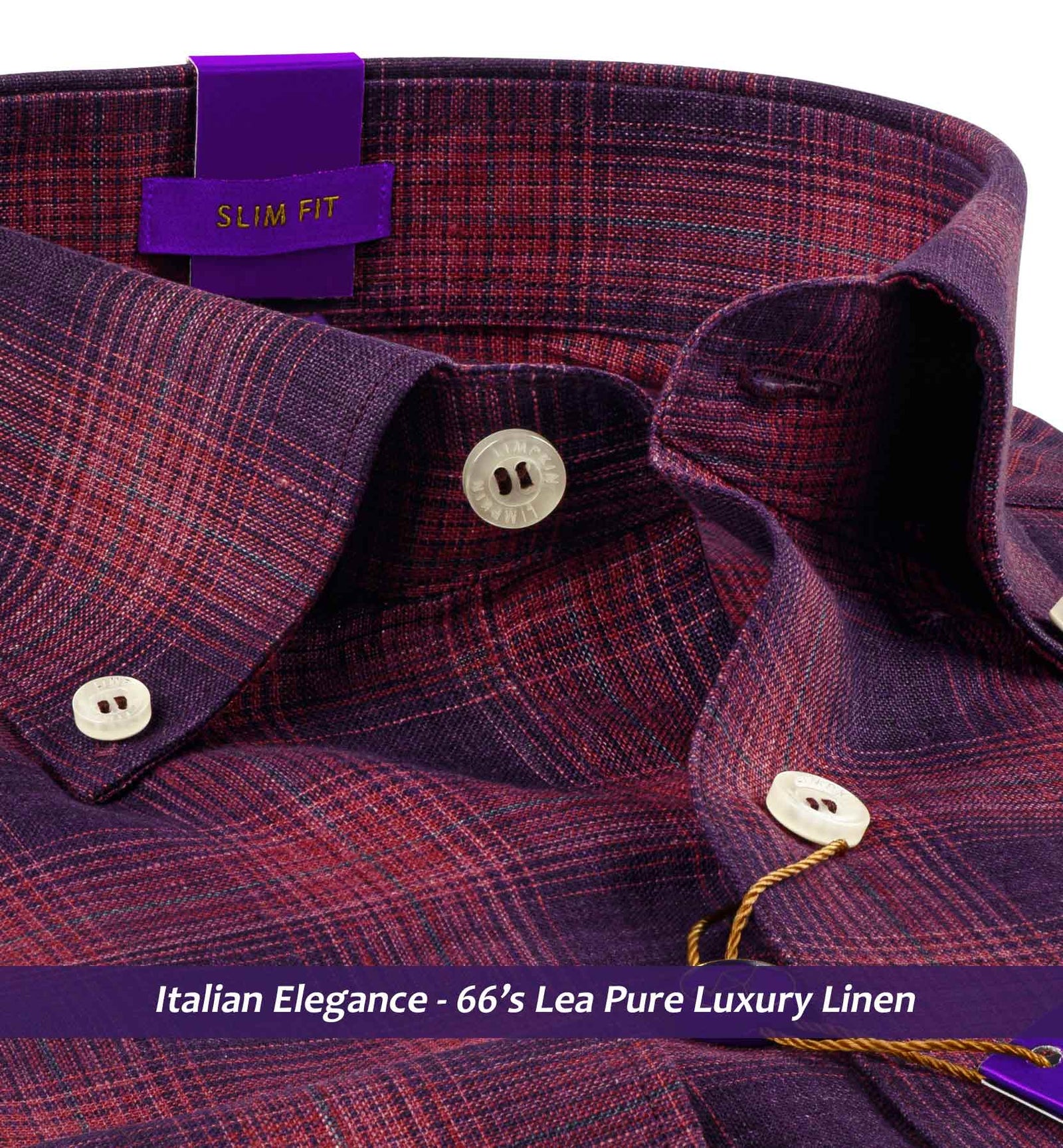 Corvetto- Burgundy Linen Check- Button Down