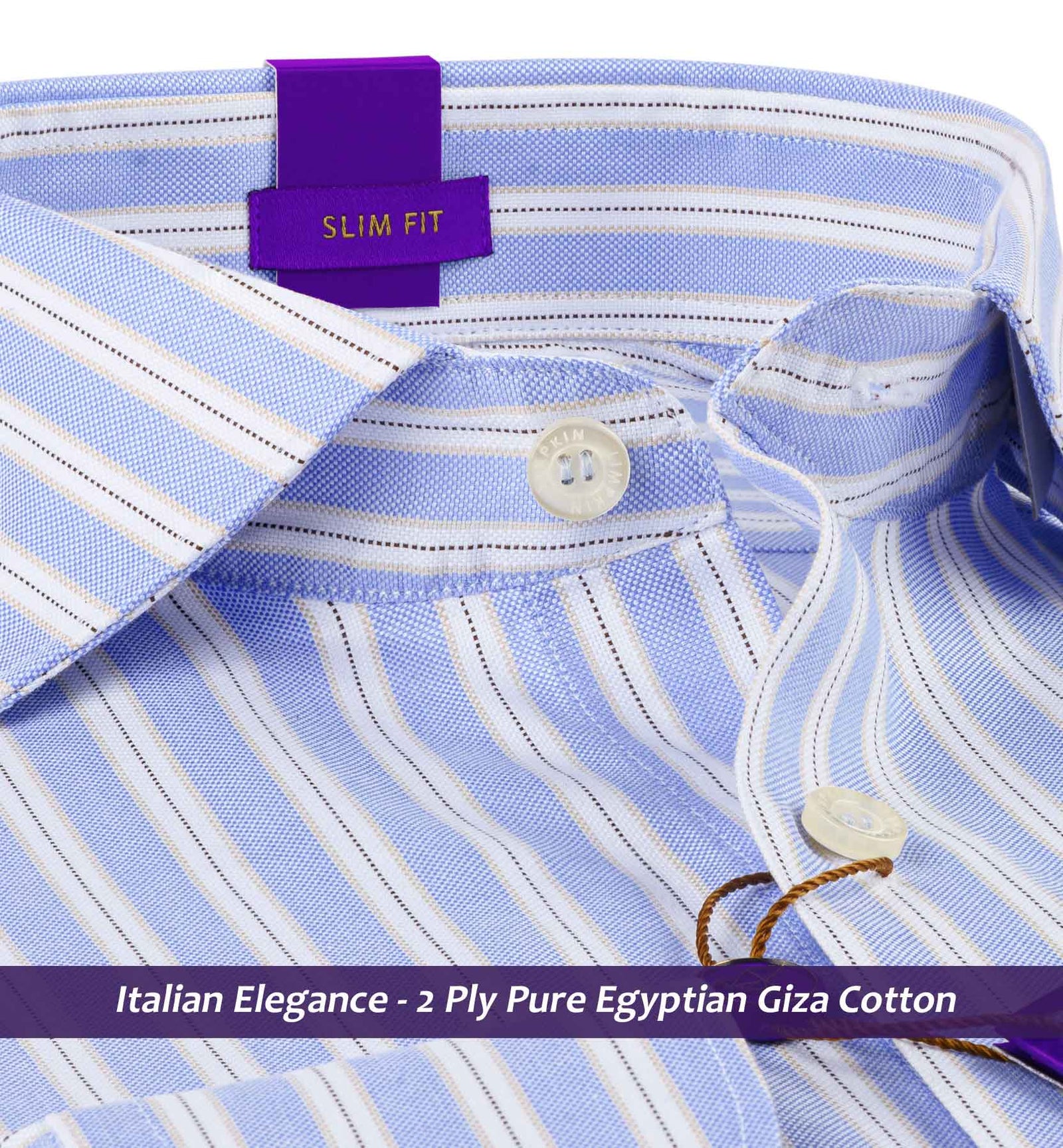 Navona- Azure Blue & Navy Stripe