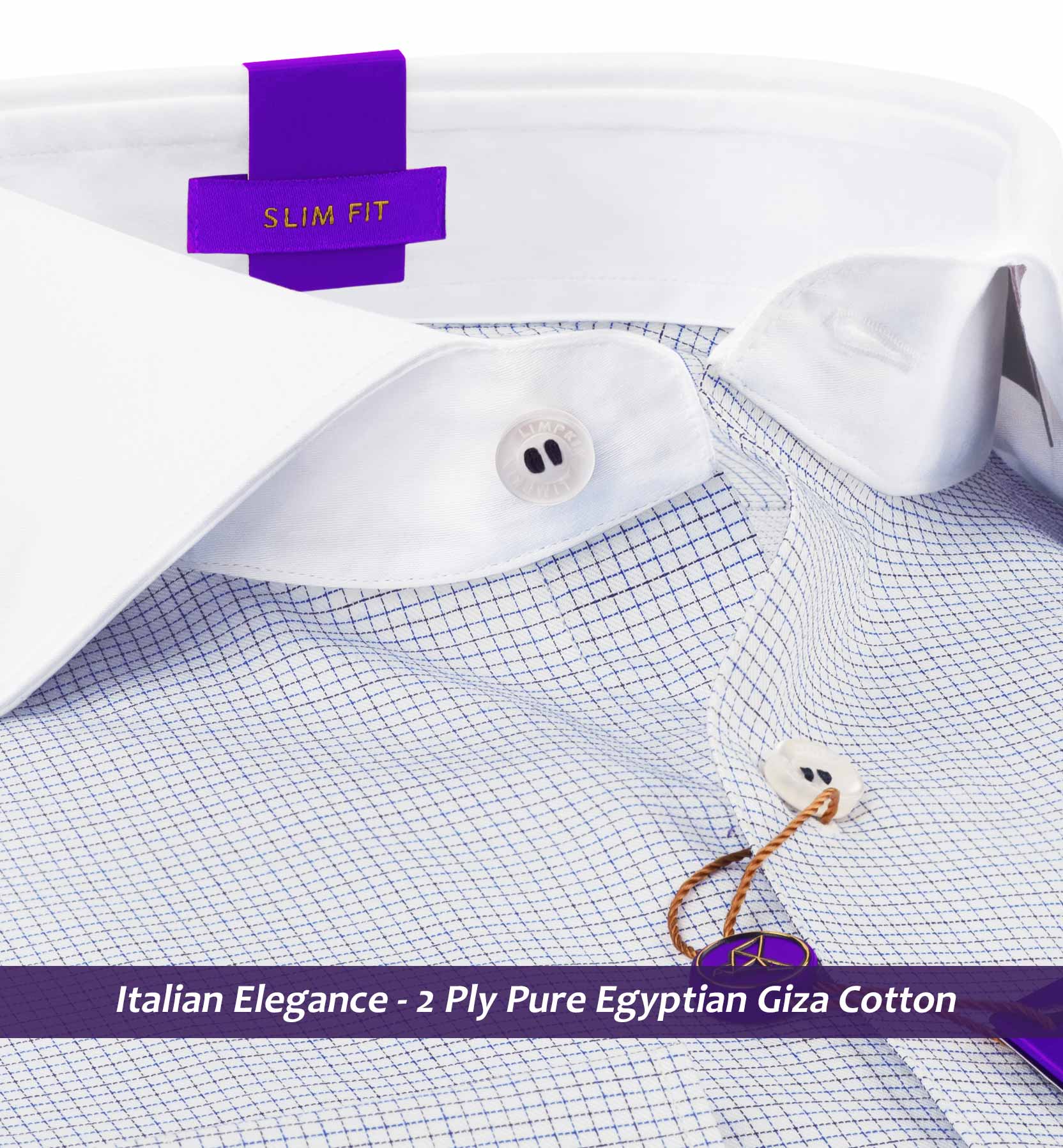 Montford- Navy & White Pin Check- White Collar