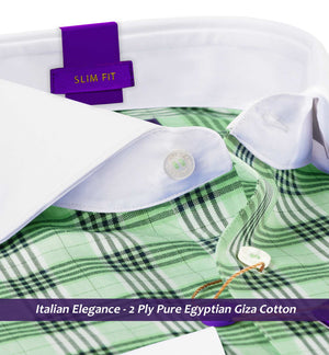 Vagator- Mint Green & White Check- White Collar