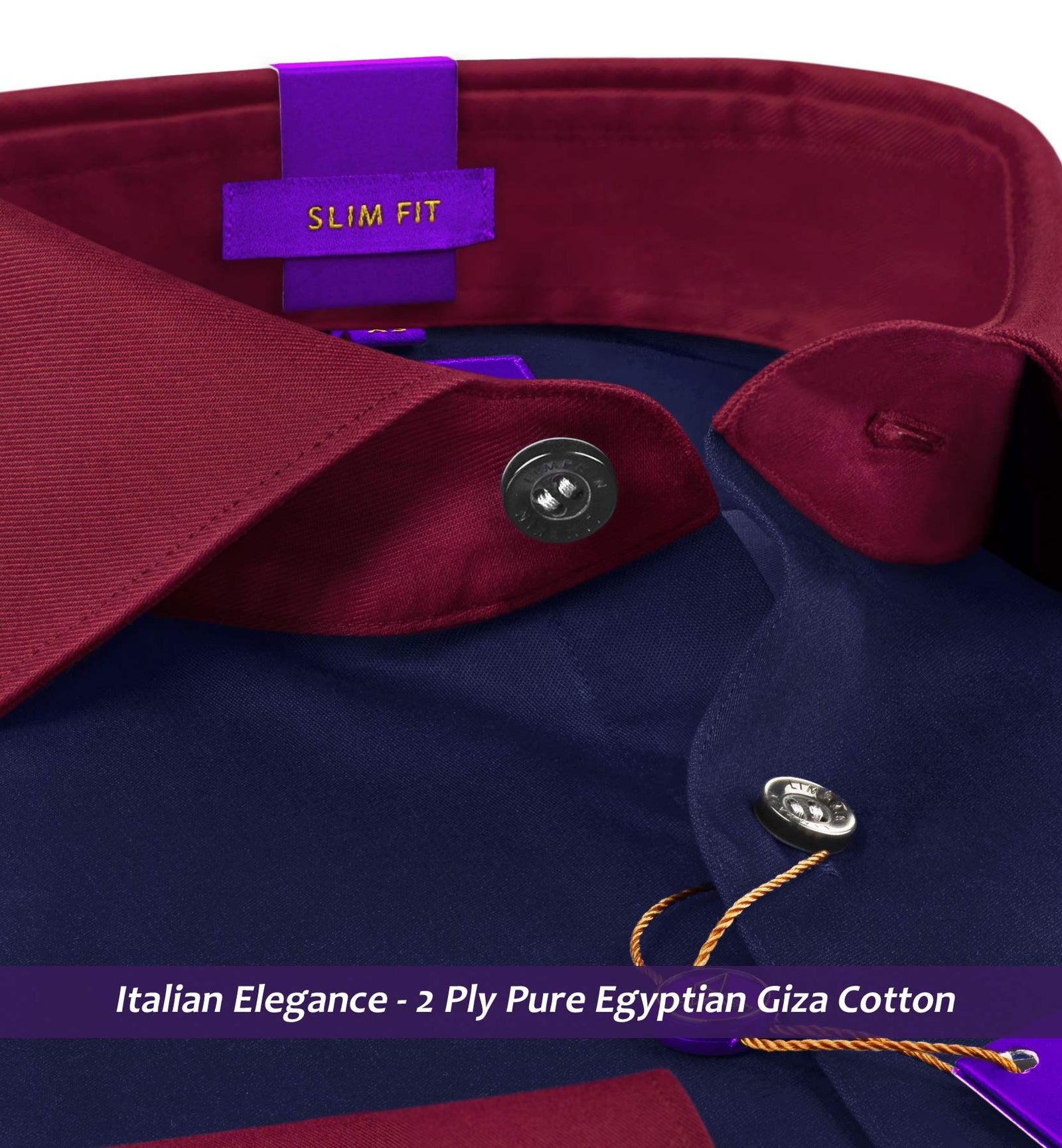 Houston- Navy Magical Solid- Burgundy Collar