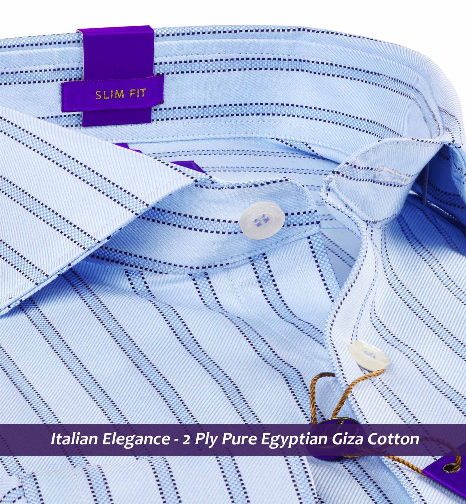 Norris- Azure Blue & Navy Stripe