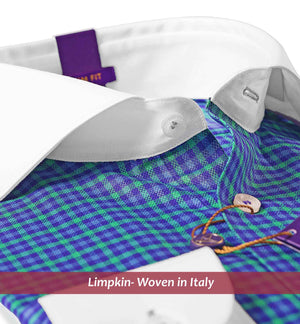 Condamine- Purple & Green Check- White Collar