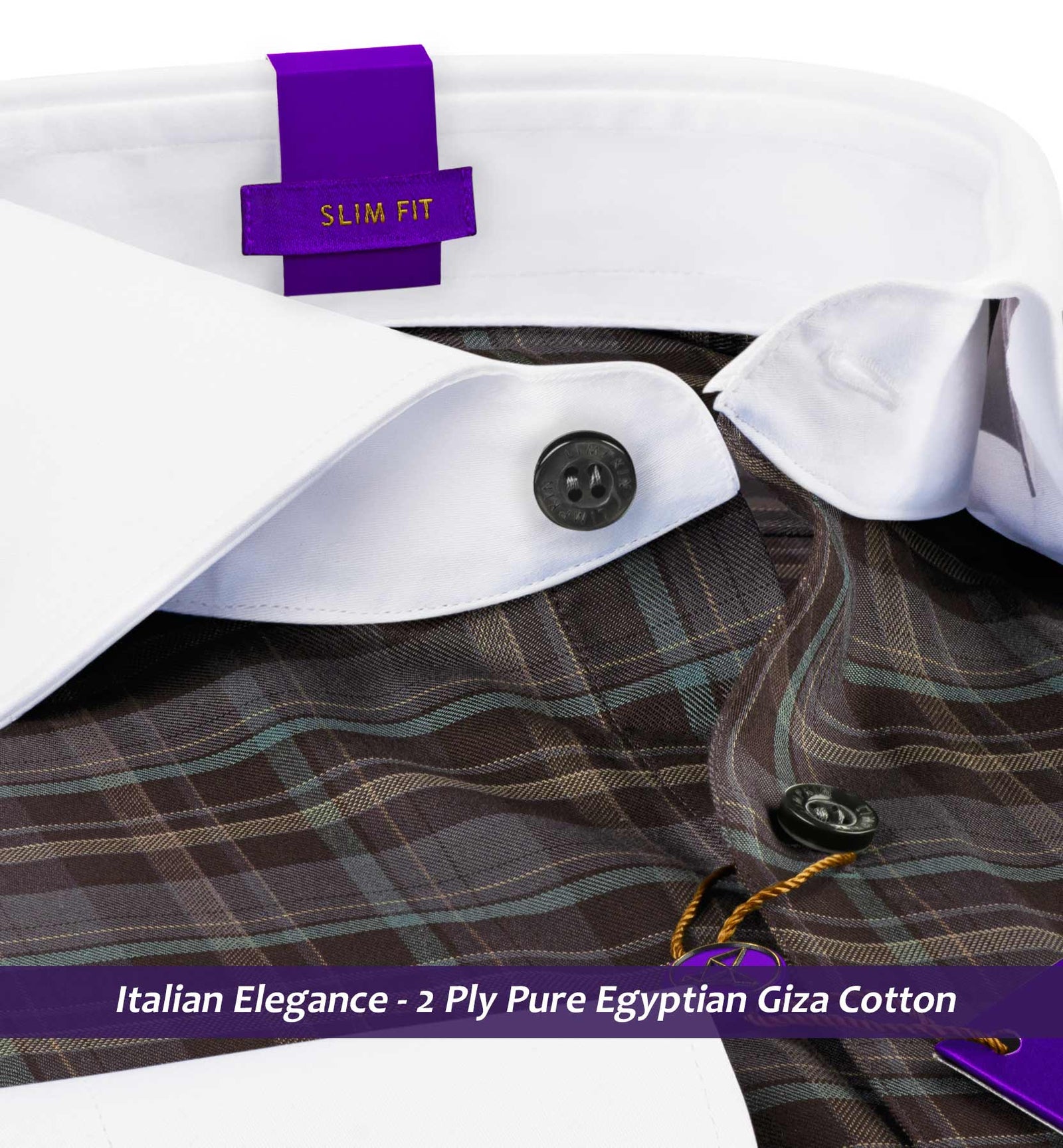 Pengfei- Teal & Brown Check- White Collar