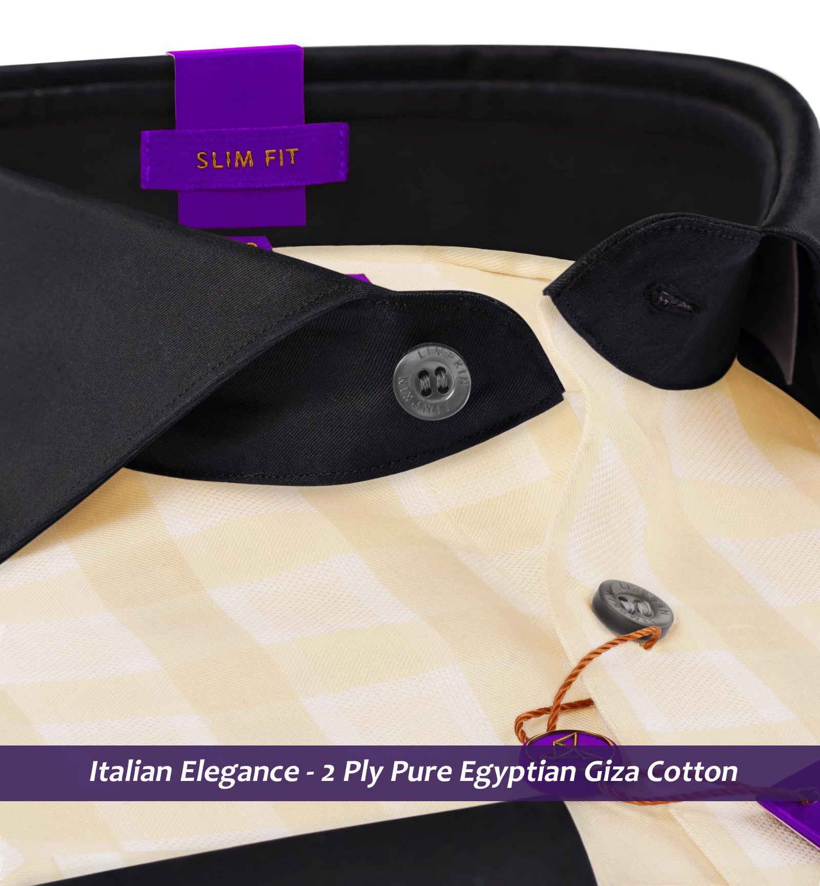 Trieste- Beige & White Check- Black Collar