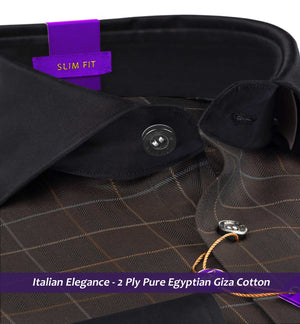 Norway- Brown & Grey Check- Black Collar