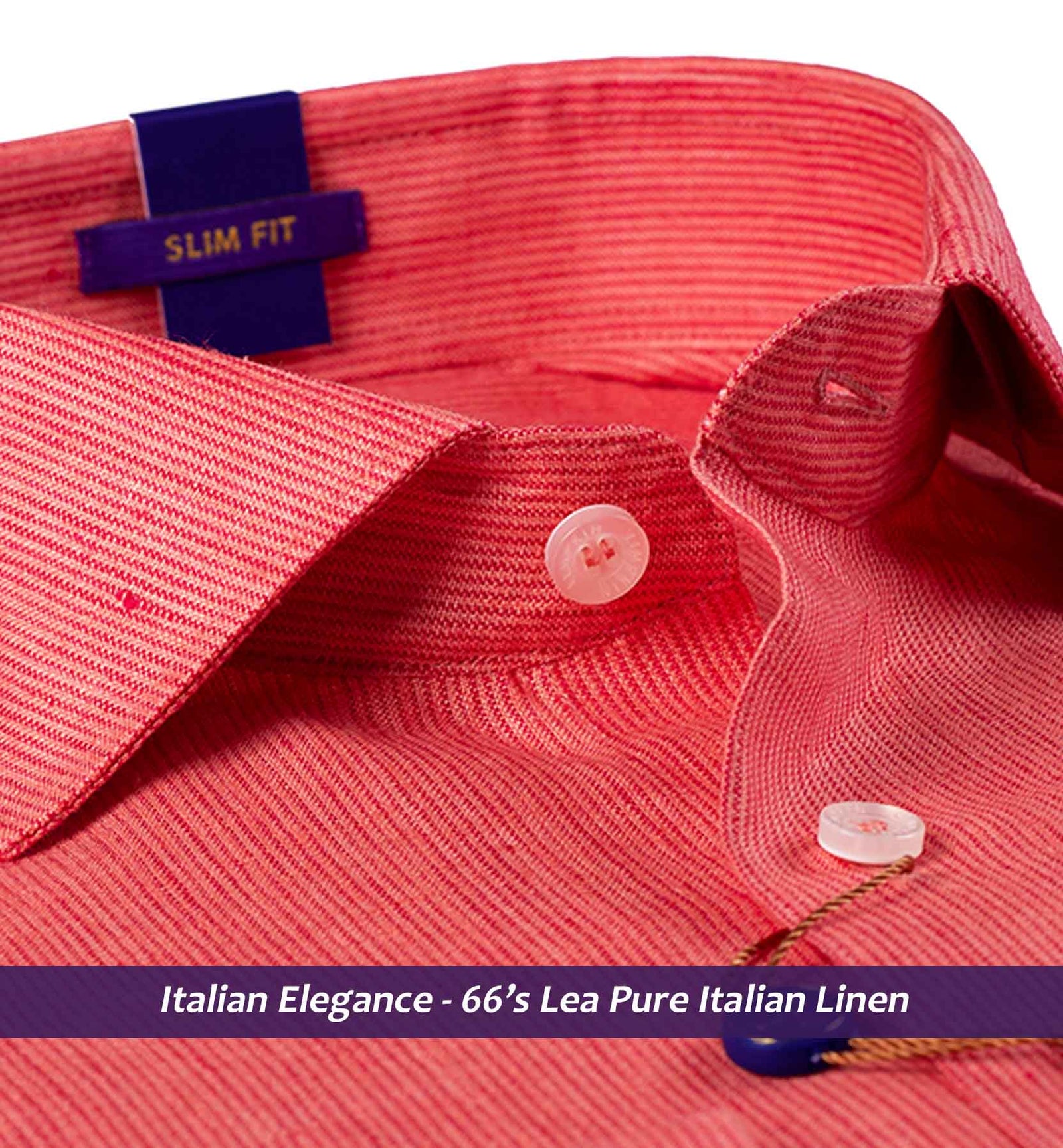 Soho- Coral Red Magical Stripe- 66's Lea Pure luxury Linen