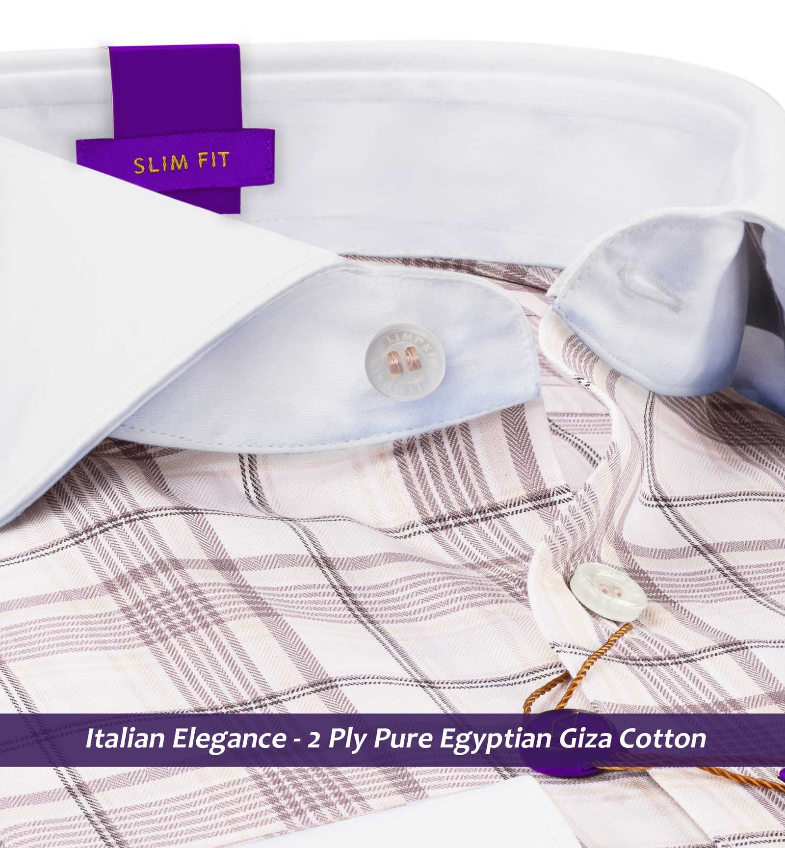 Venice- Prose Pink & Beige Check- White Collar