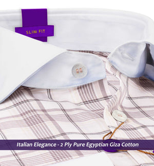 Venice- Prose Pink & Beige Check- White Collar