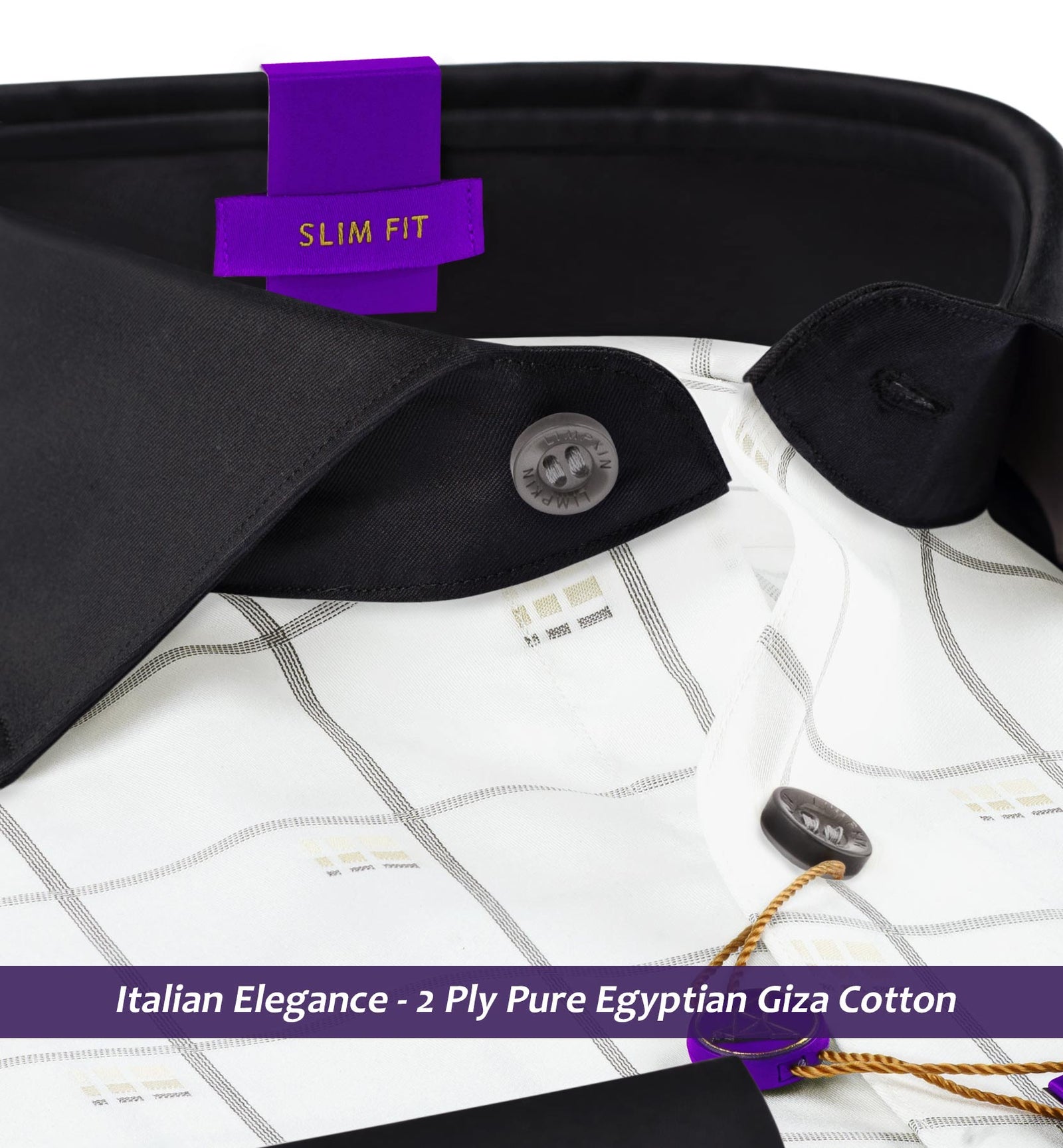 Prague- Grey & Beige Check- Black Collar