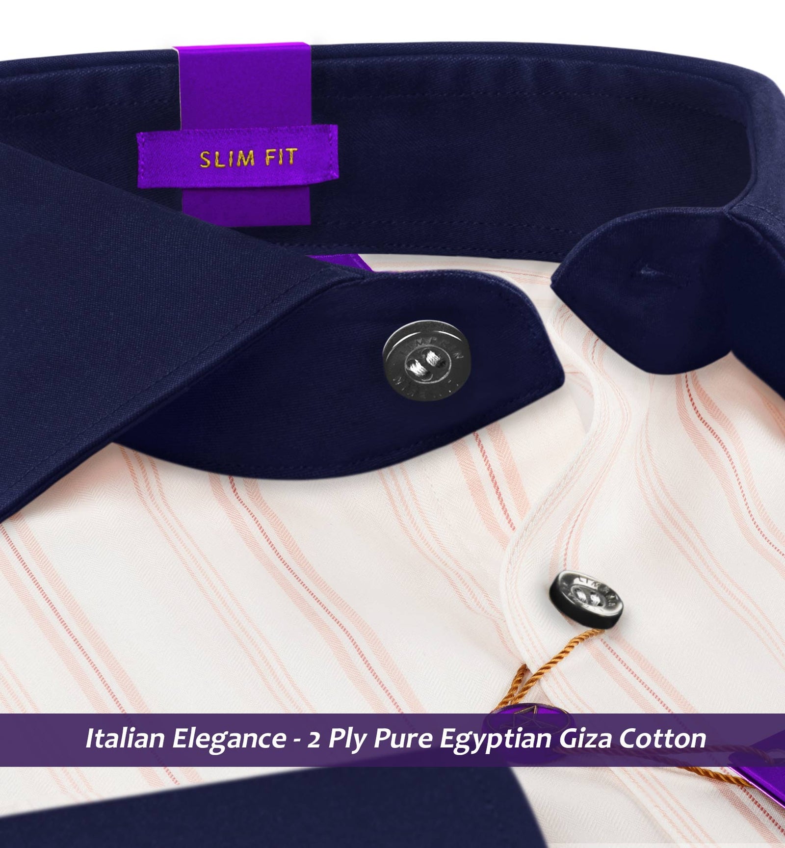 Houston- Carnation Pink Stripe- Navy Collar