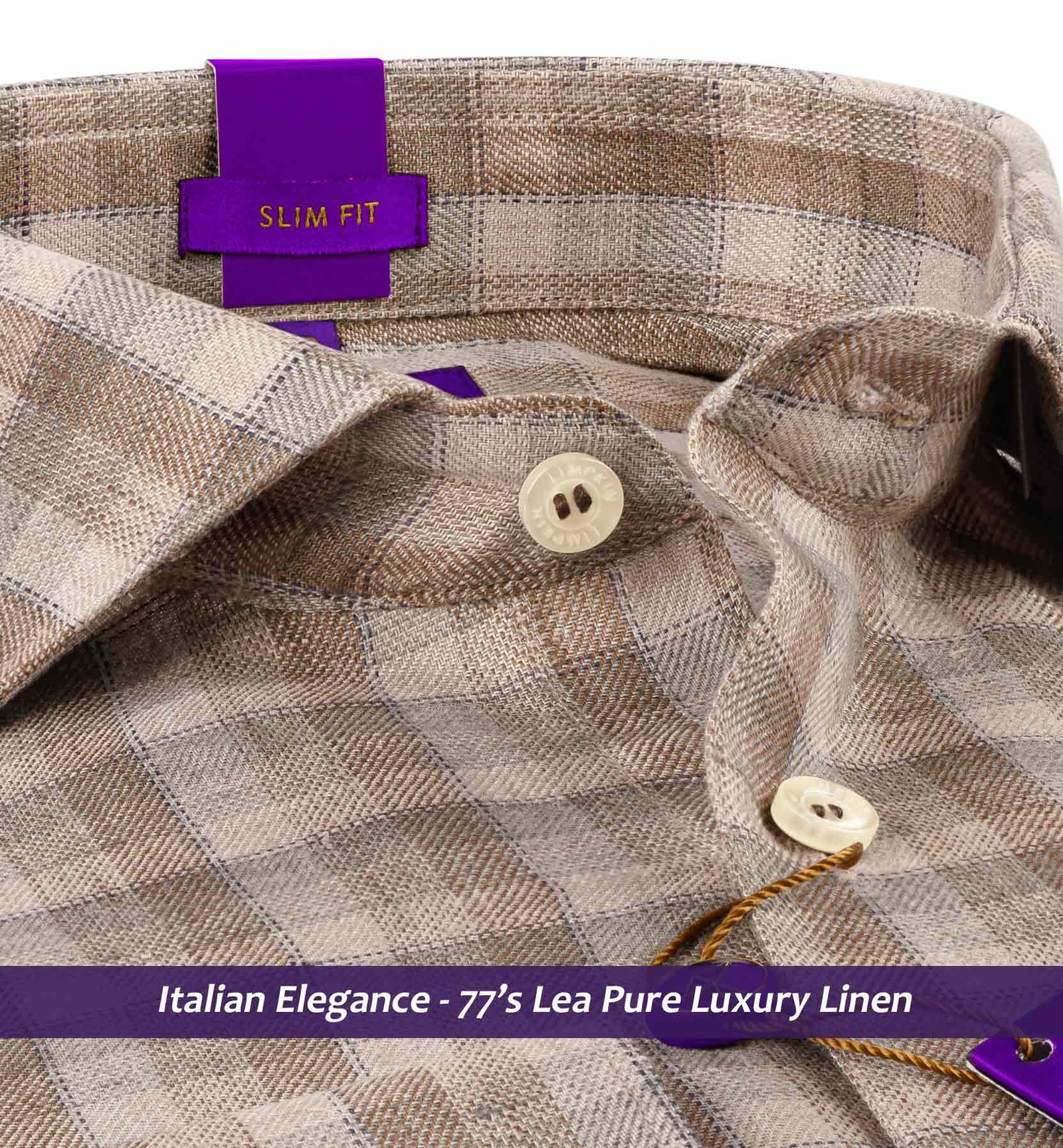 Faliraki- Beige & Brown Check Linen