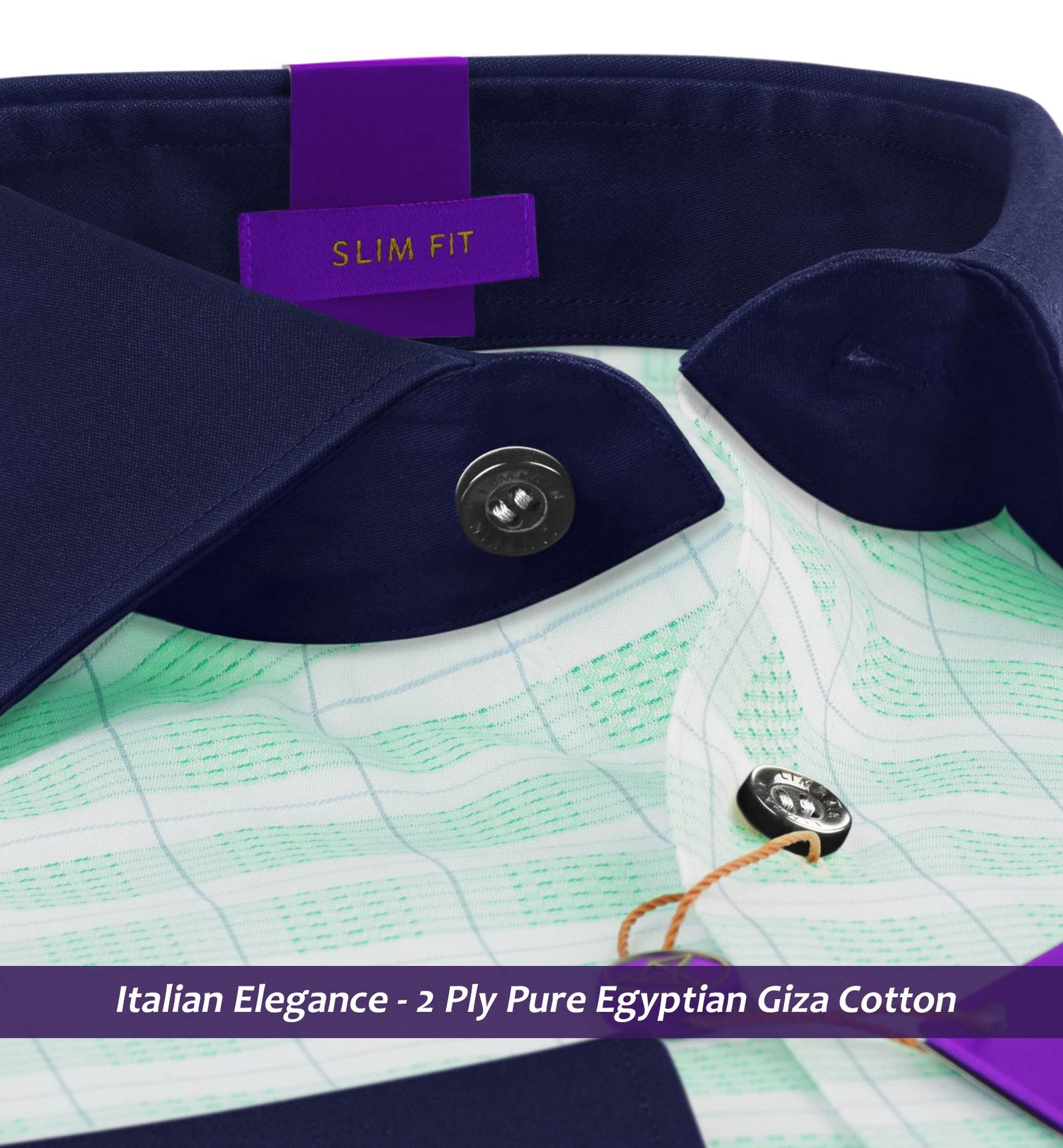 Brighton- Emerald Green & White Check- Navy Collar