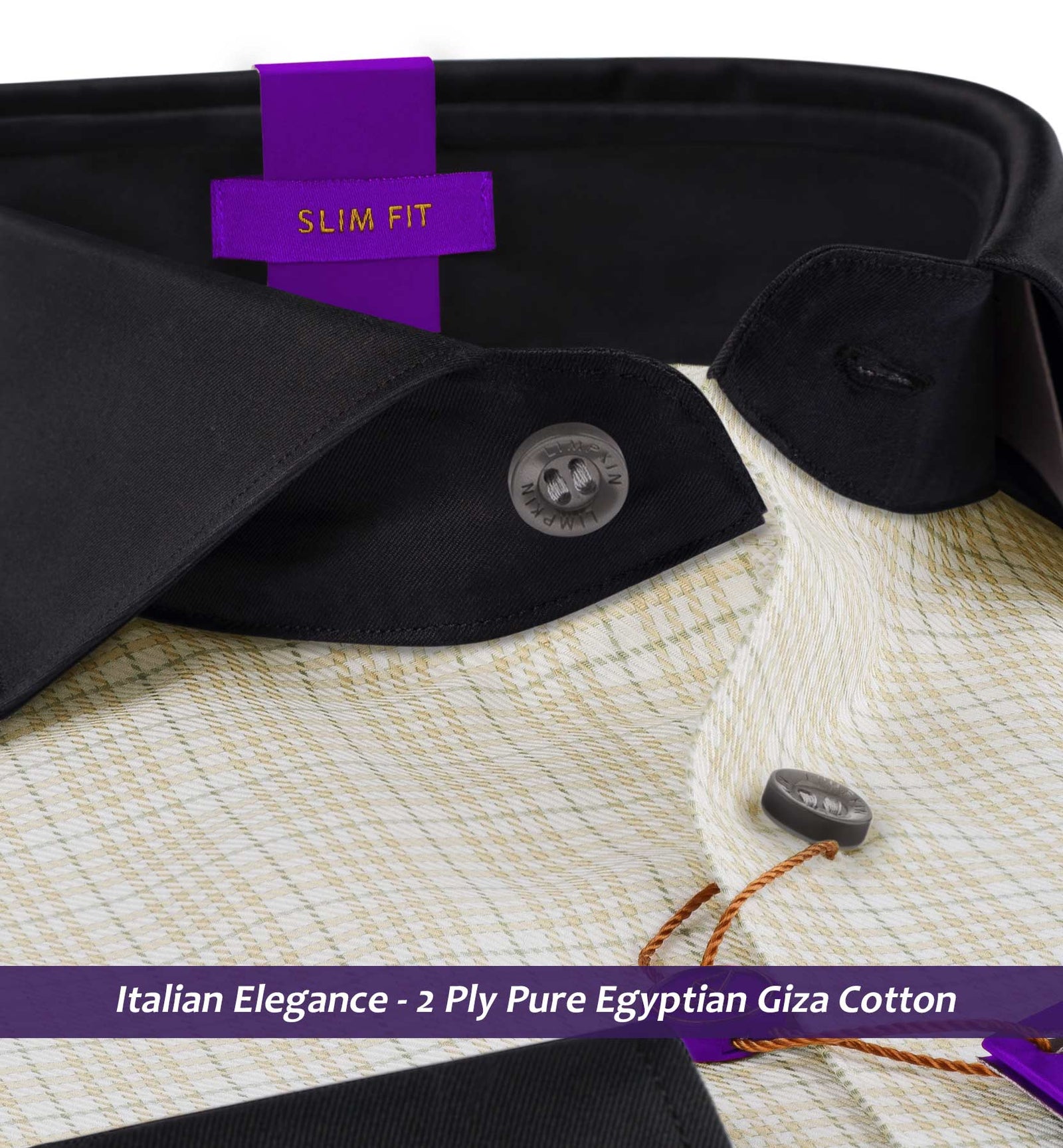 Auckland- Beige & Moss Green Check- Black Collar