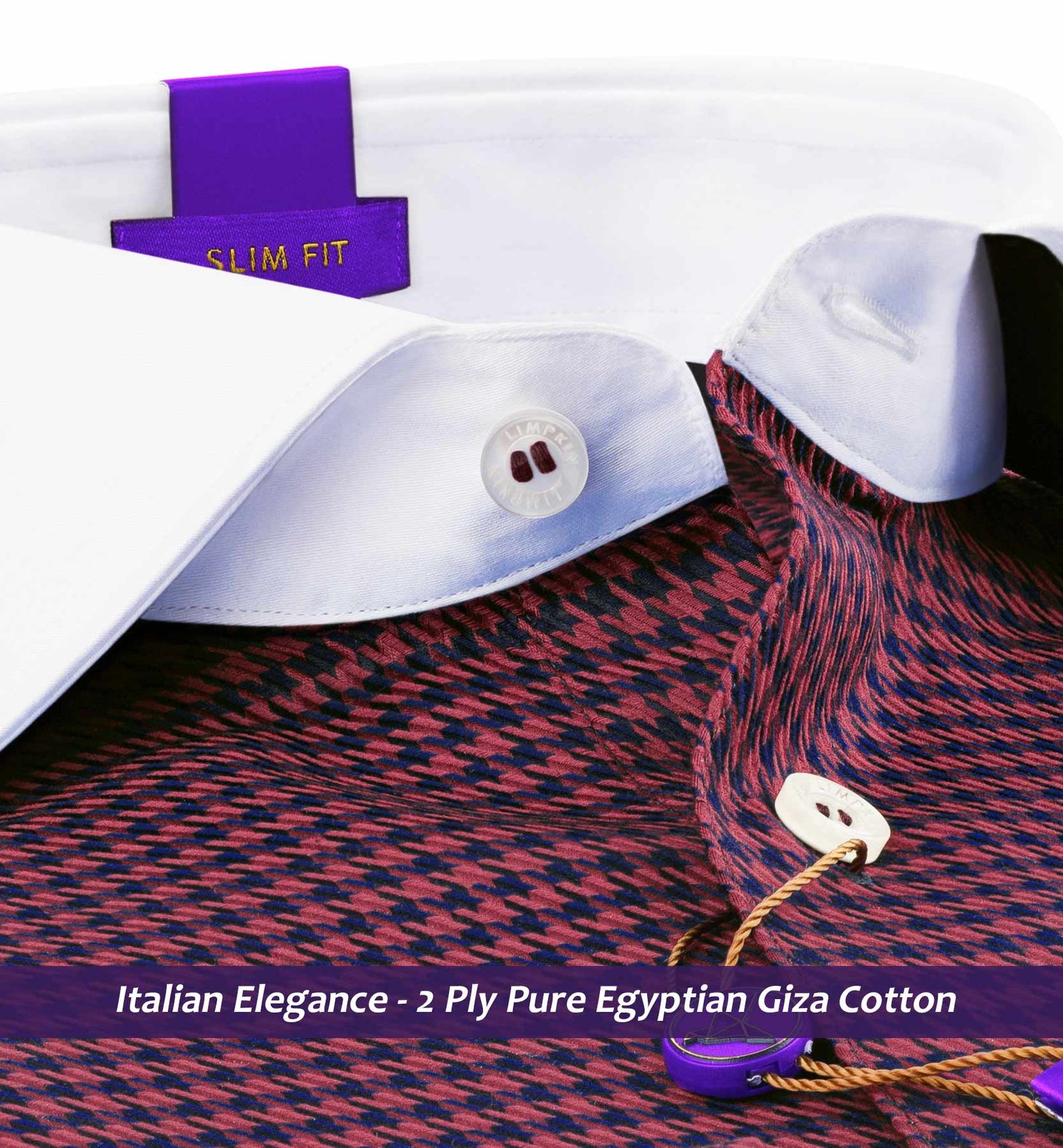 Elgin- Burgundy & Navy Structure- White Collar