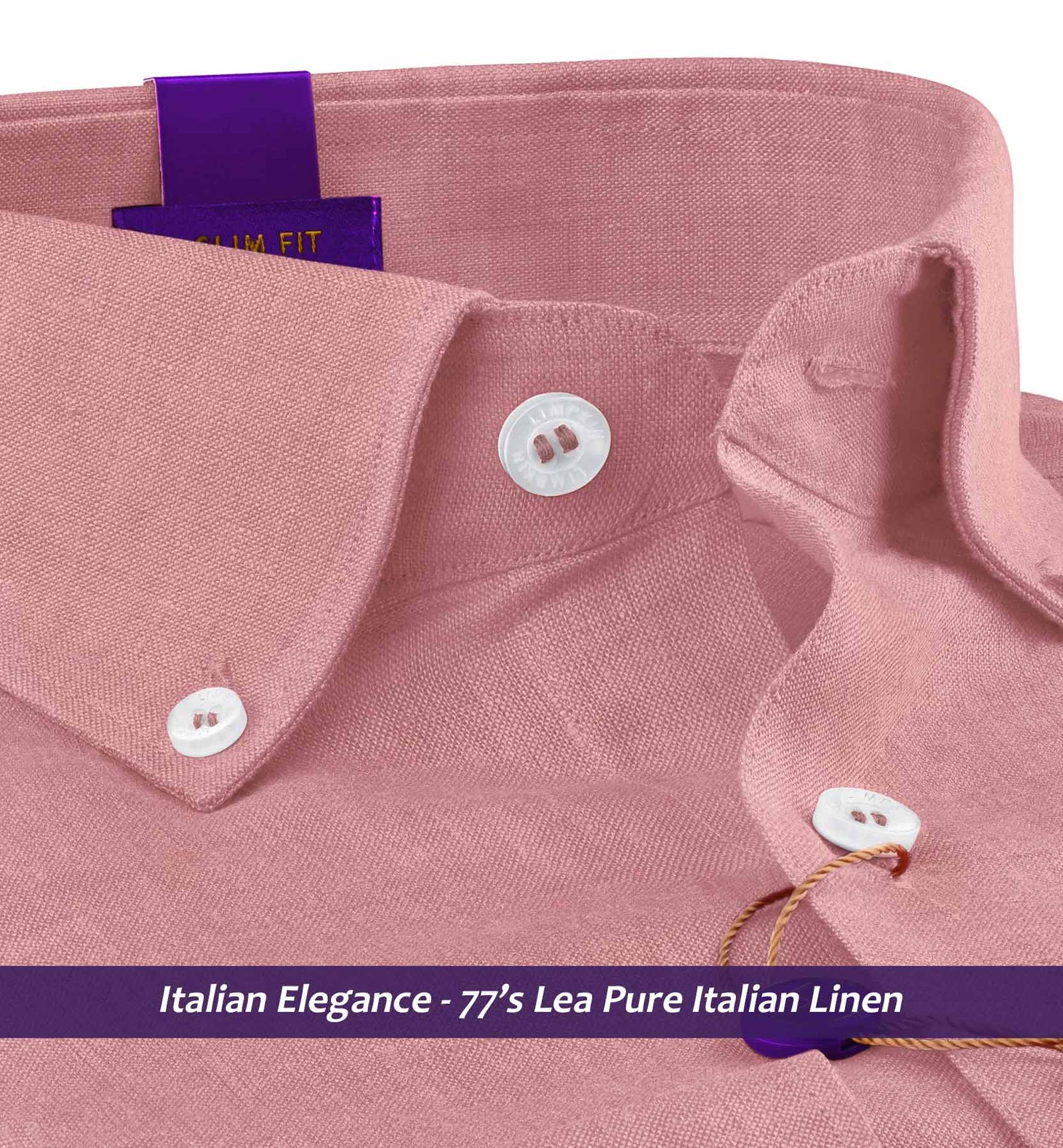 Luxor- Apricot Pink Solid Linen- Button Down