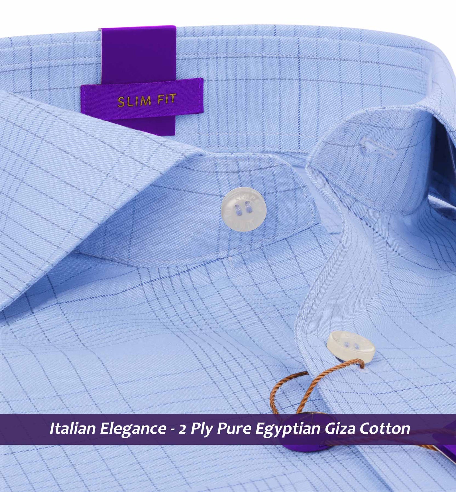 Grenoble- Azure Blue & Grey Check