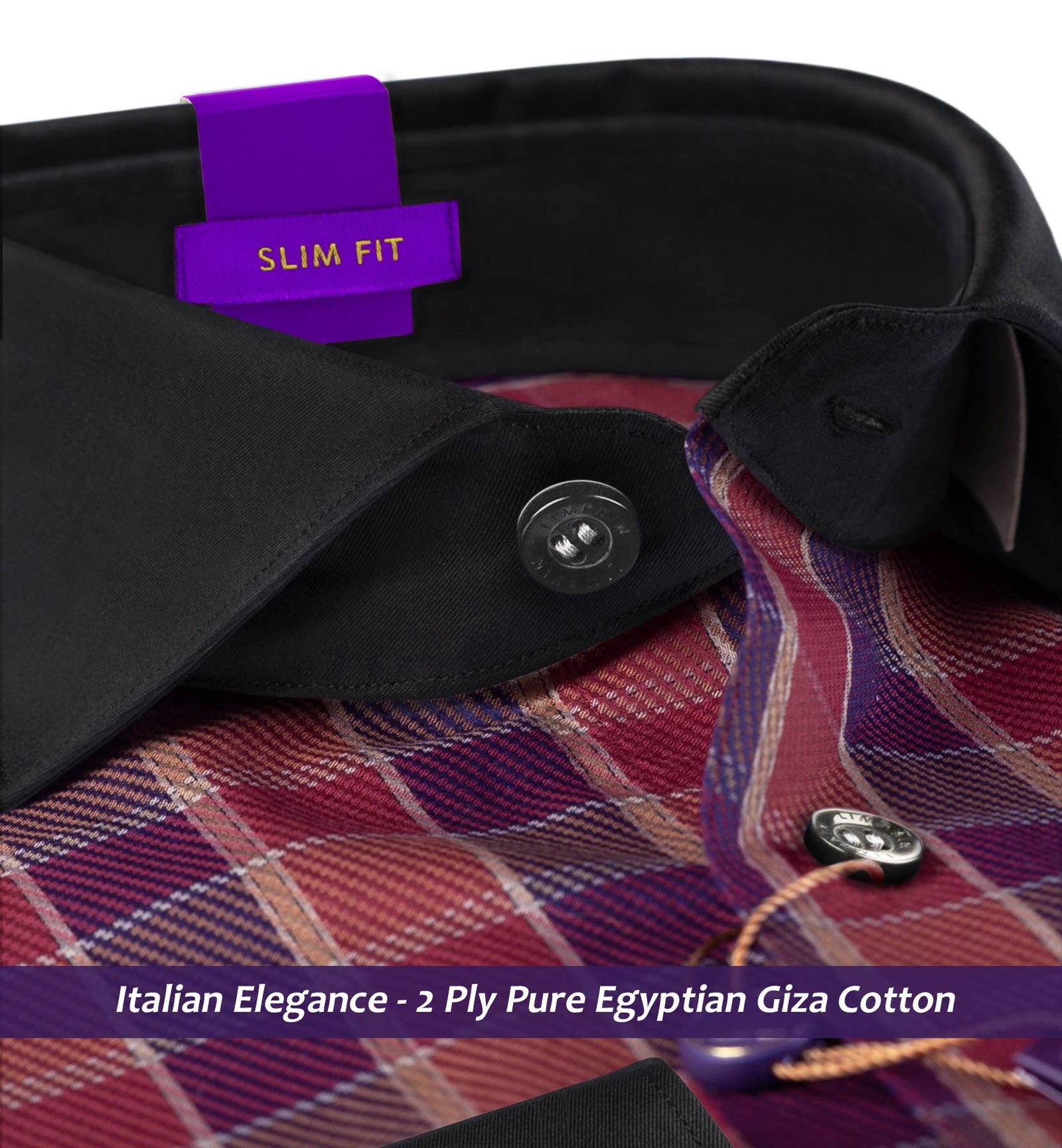 Amiens- Burgundy & Beige Check- Black Collar