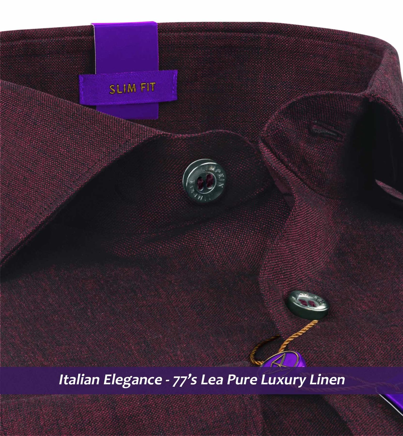 Moncler- Deep Burgundy Solid Linen- 77's Lea Pure Luxury Linen