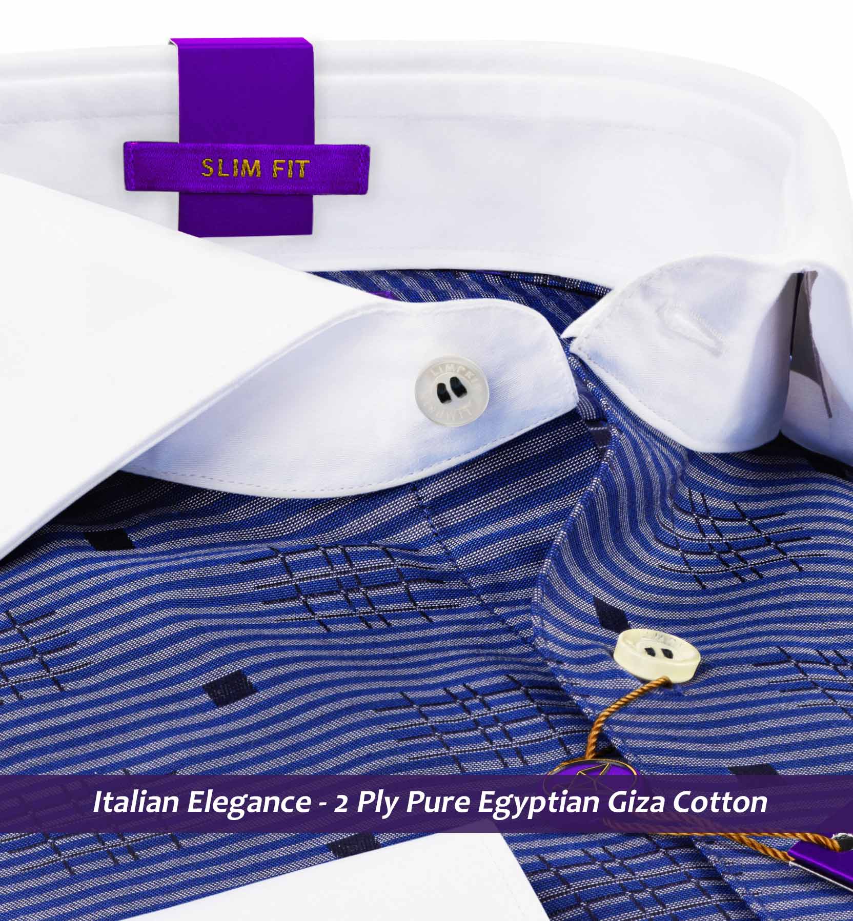 Devon- Royal Blue Horizontal Stripe- White Collar