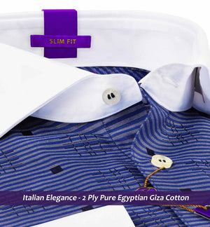 Devon- Royal Blue Horizontal Stripe- White Collar