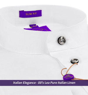 Trento- Pristine Pure White Linen- Contrast Details