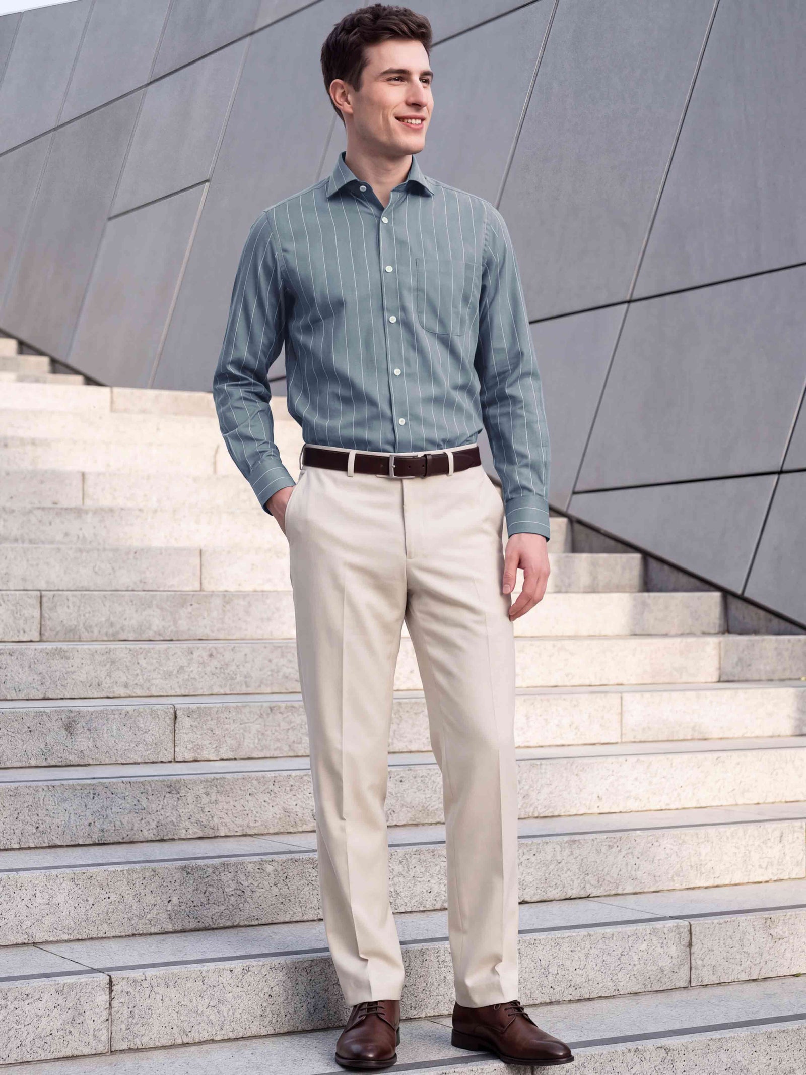 Lorain- Pewter Grey & Beige Stripe