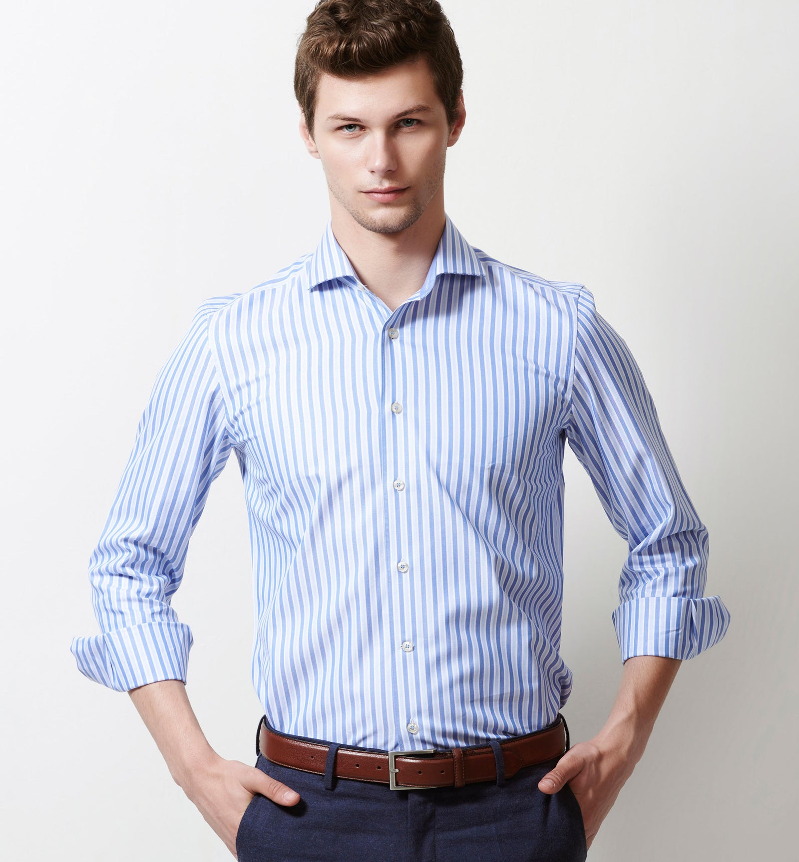 Madison- Azure Blue & White Stripe