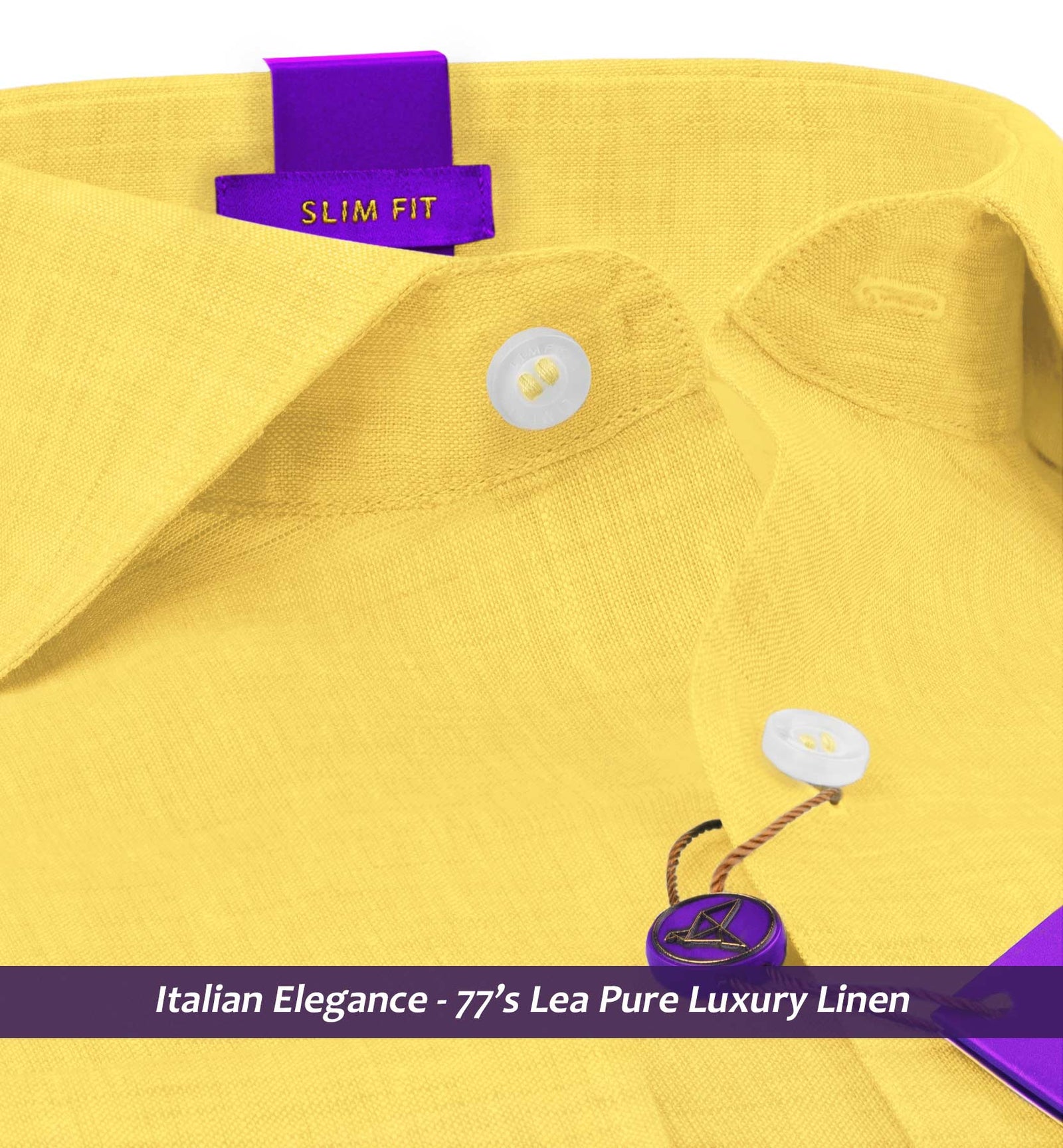 Rochelle- Daffodil Yellow Solid Linen- 77's Lea Pure Luxury Linen