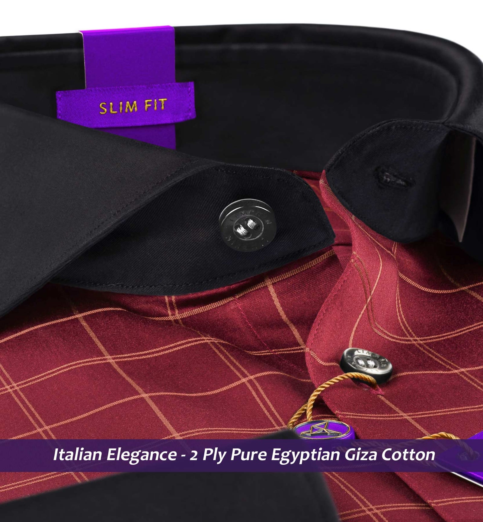 Sanibel- Burgundy & Beige Check- Black Collar