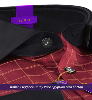 Sanibel- Burgundy & Beige Check- Black Collar