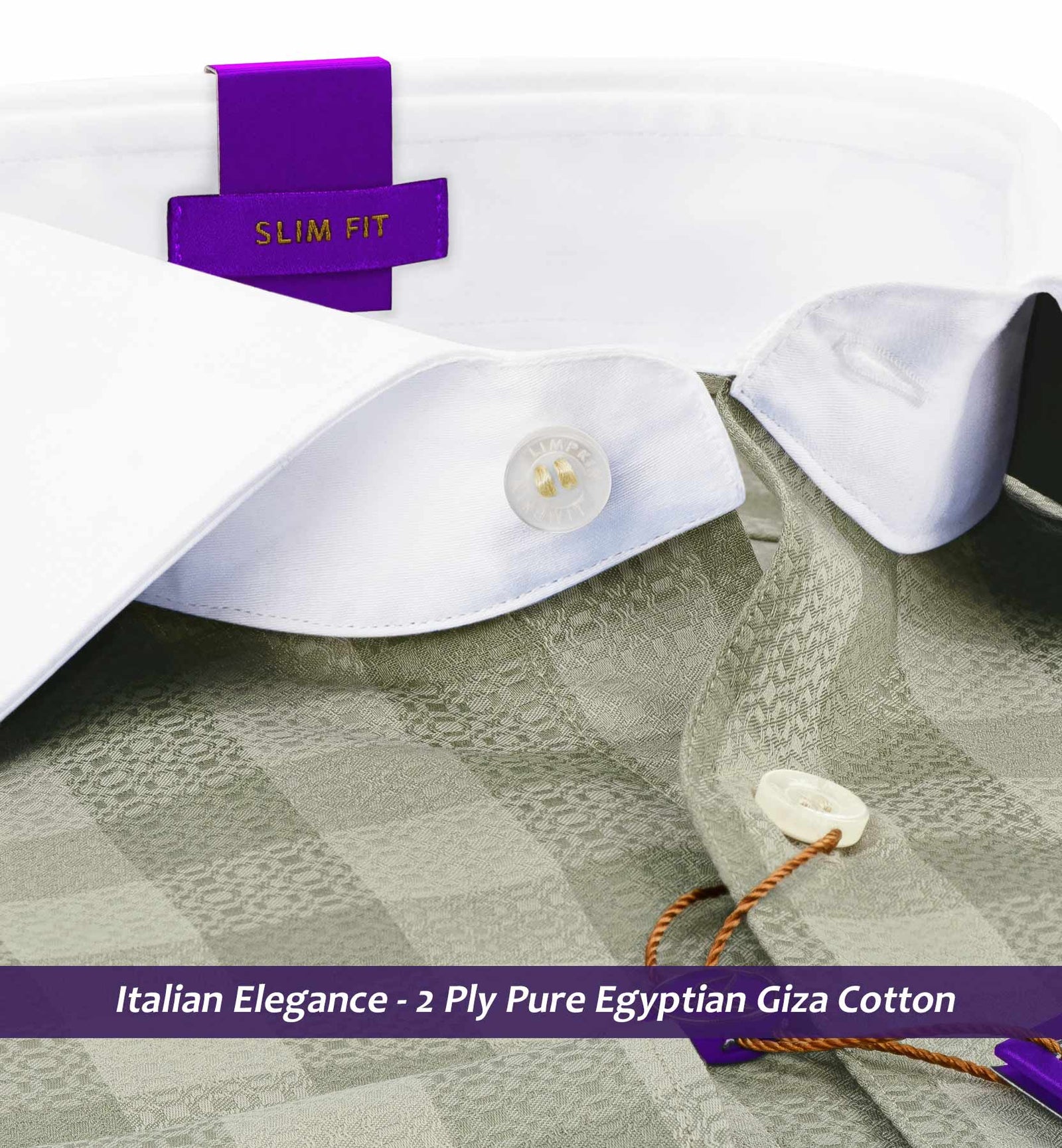 Charlotte- Basil Green & Beige Check- White Collar