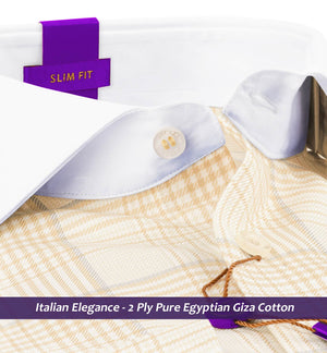 Warsaw- Beige & Grey Check- White Collar