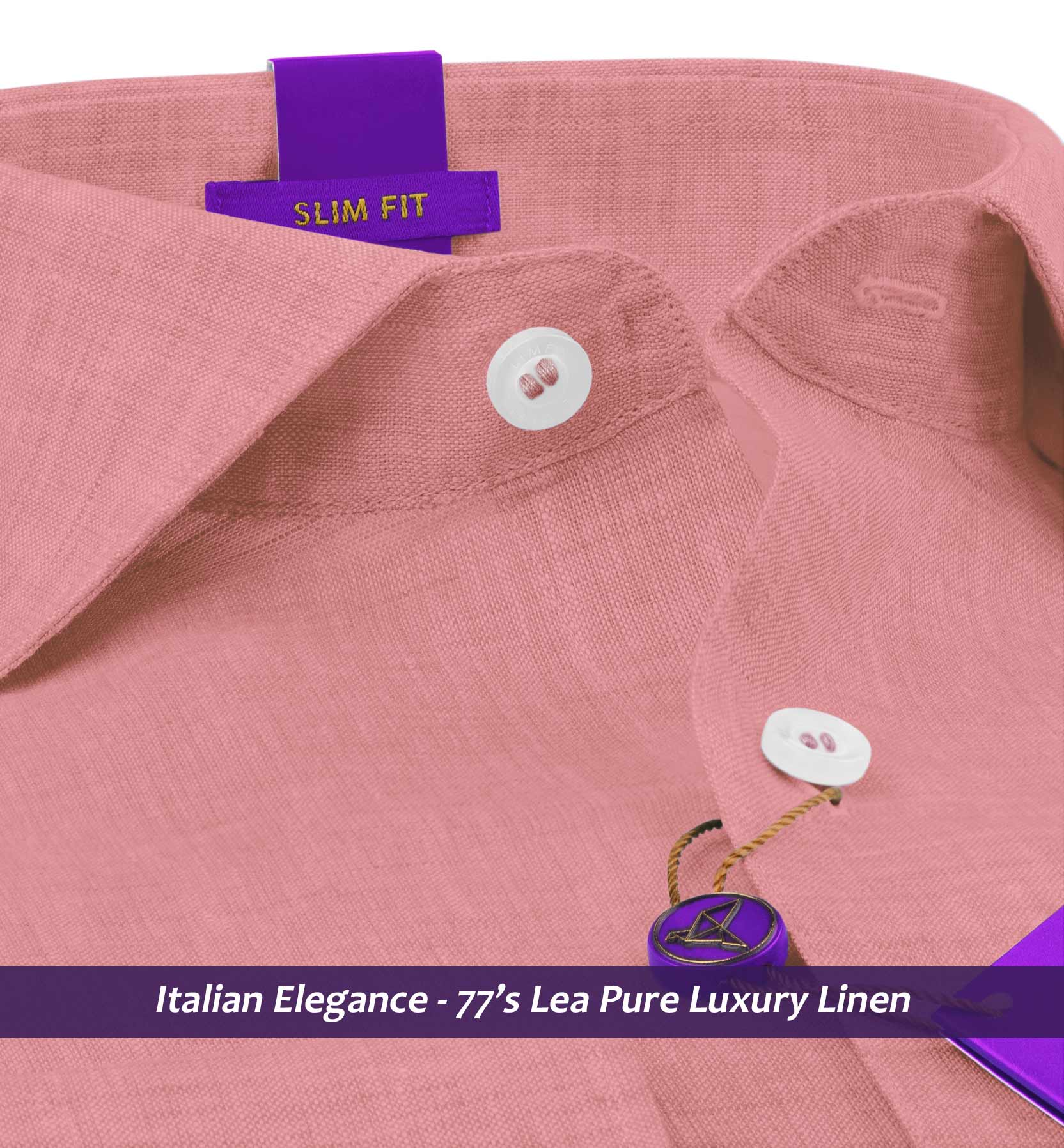 Mallawi- Apricot Pink Solid Linen- 77's Lea Pure Luxury Linen