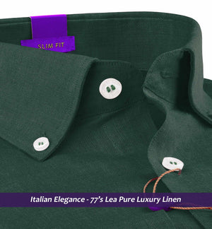 Finsbury- Emerald Green Solid Linen- Button Down