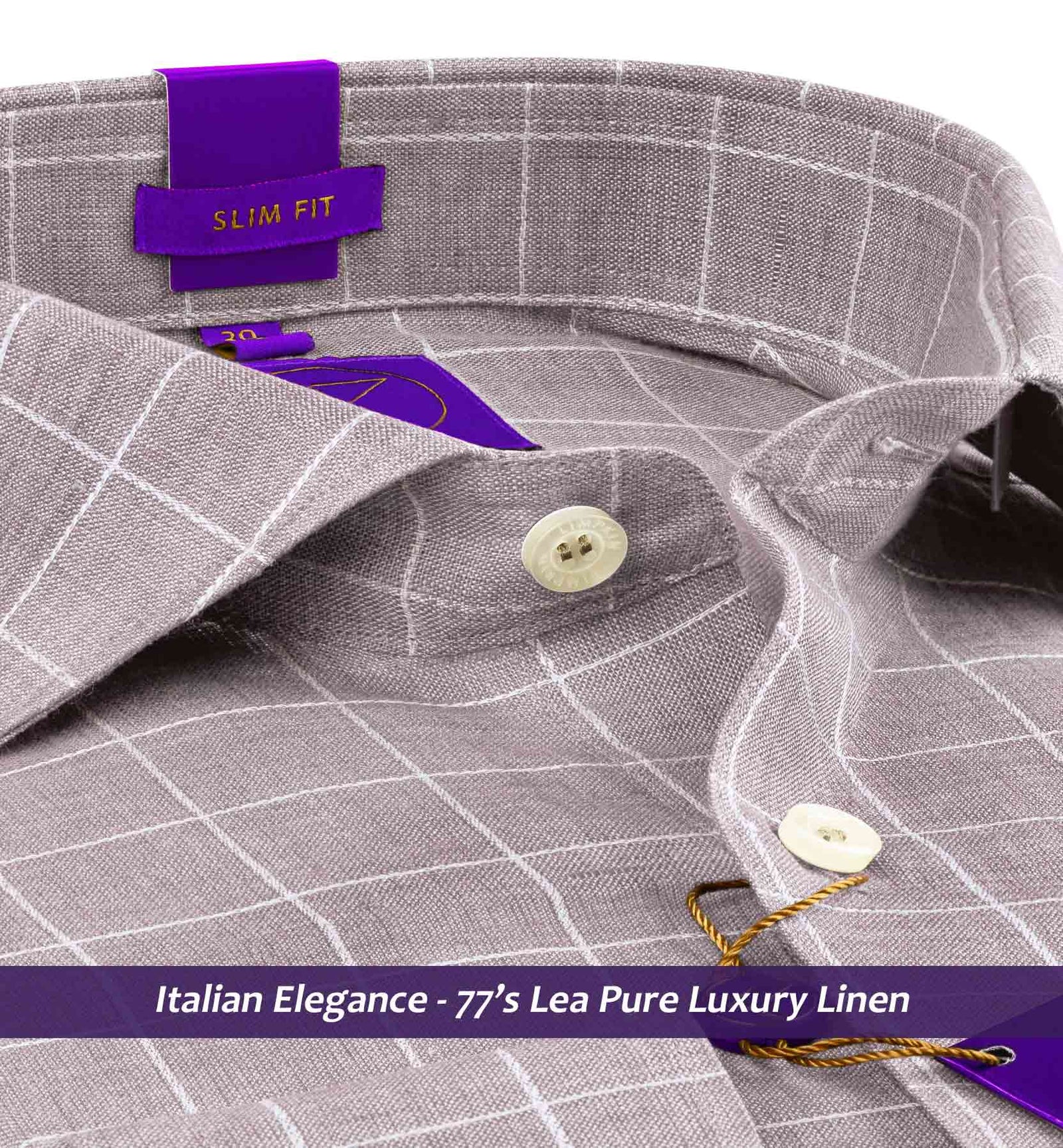 Arlington- Mushroom Grey Check Linen