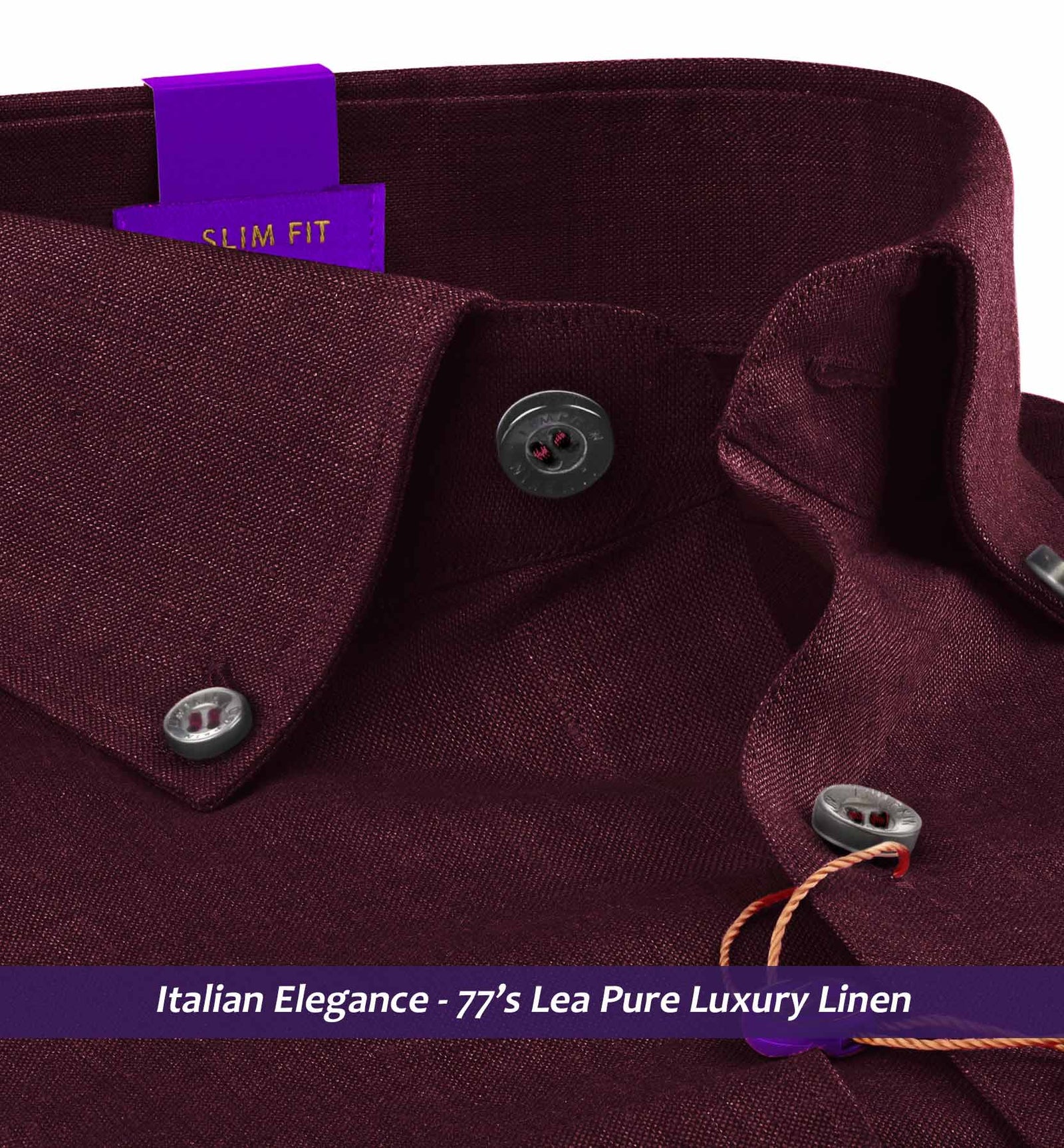 Montreal- Burgundy Solid Linen- Button Down