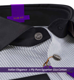 Porus- Cloud Grey & White Stripe- Black Collar