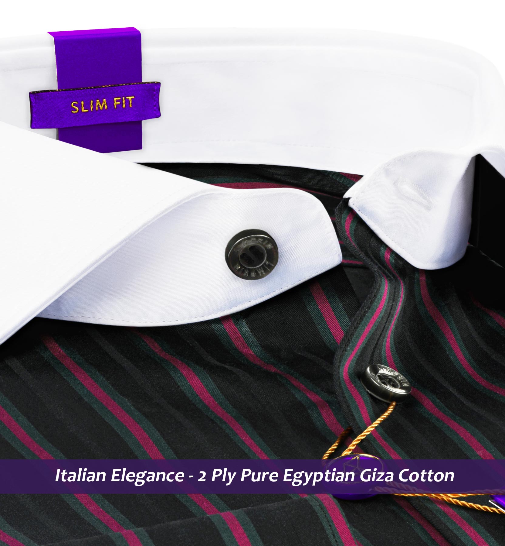 Minsk- Magenta & Black Stripe- White Collar