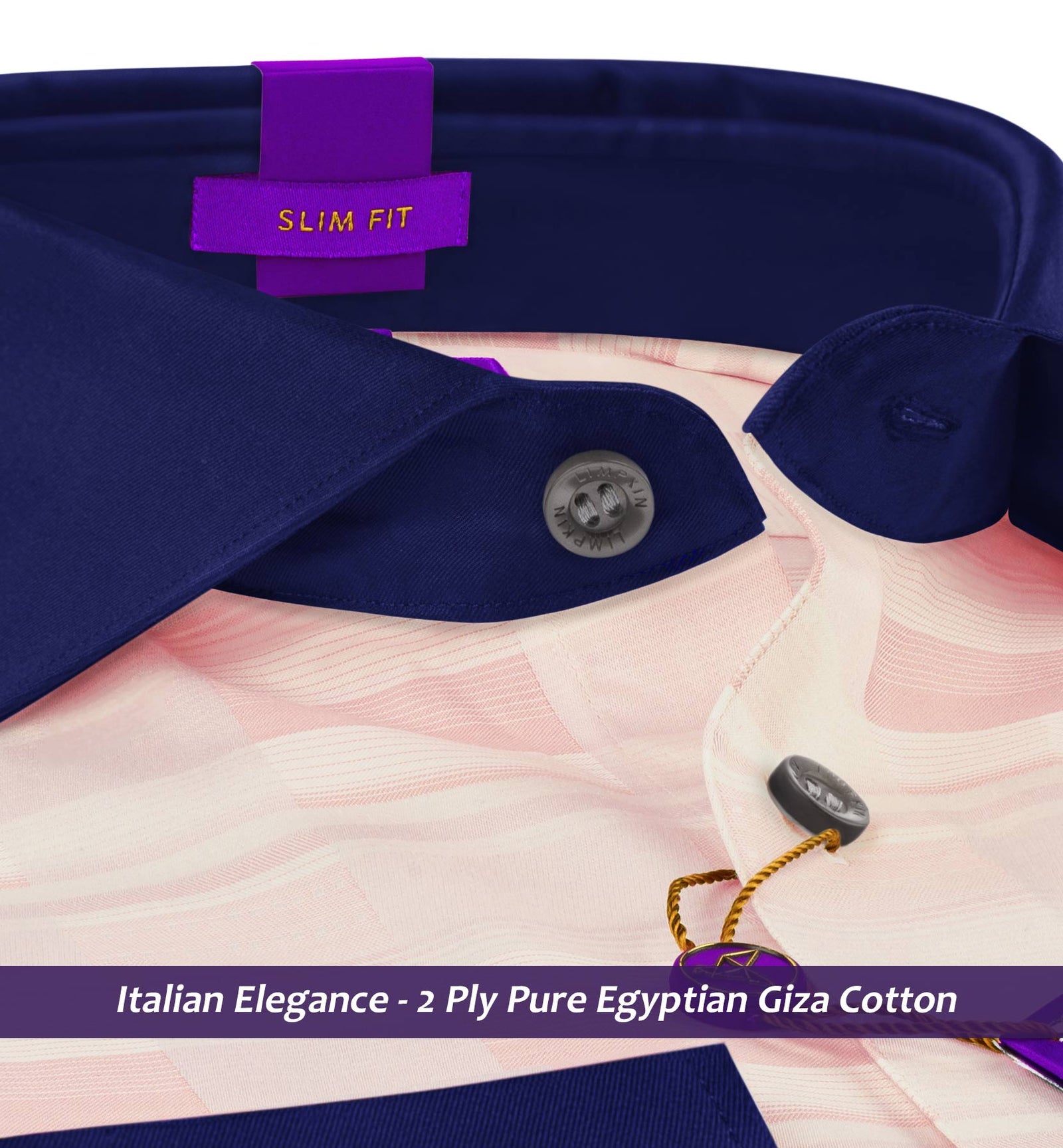 Finland- Ivory & Lemonade Pink Check- Navy Collar