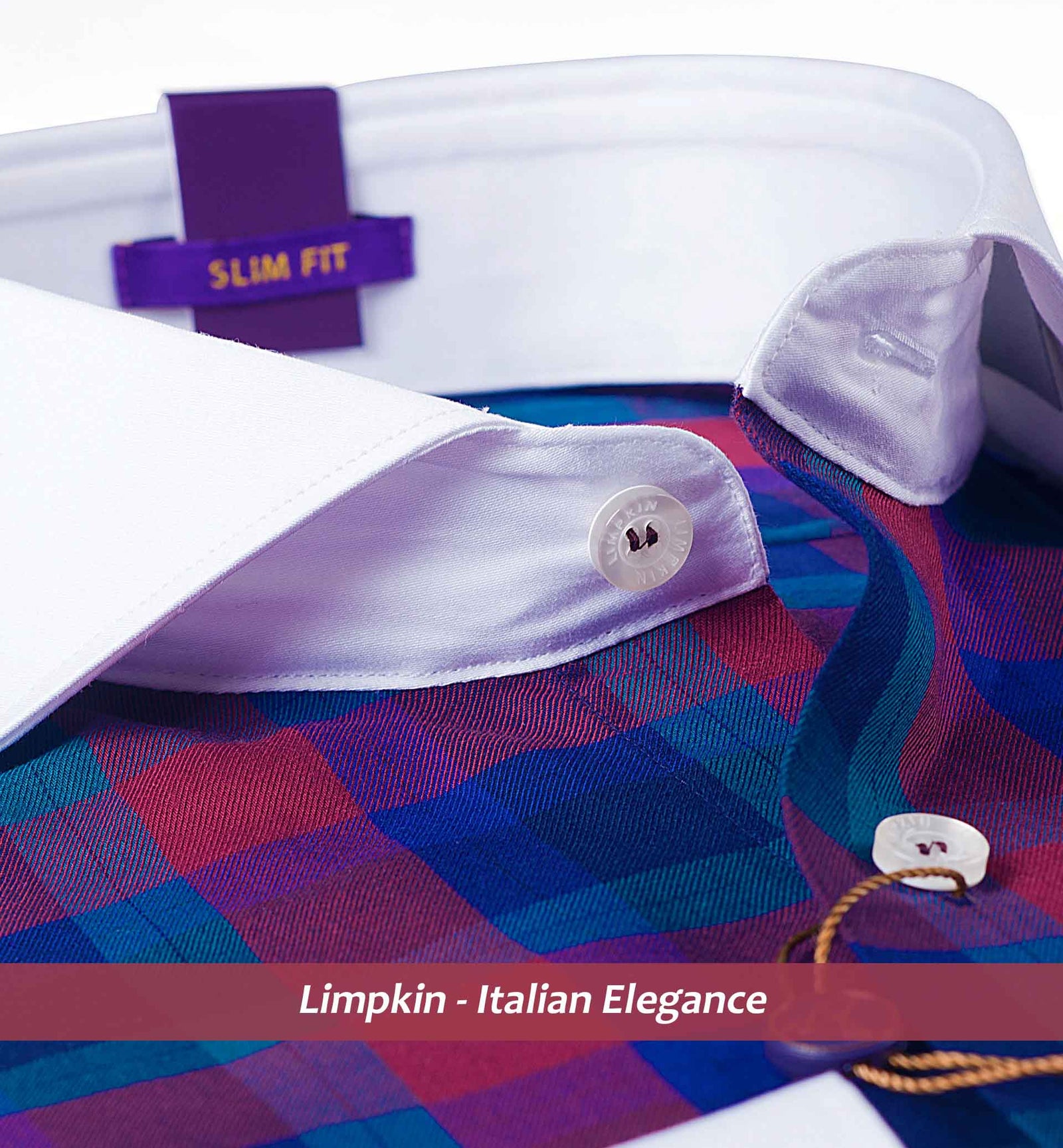 Kentucky - Burgundy & Teal Check- White Collar