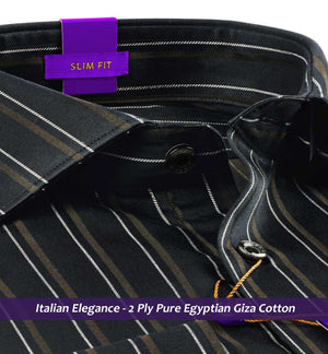 Brighton- Flint Grey & Beige Stripe