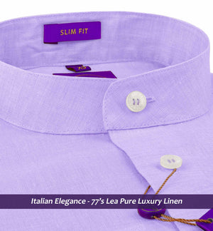 Memphis- Periwinkle Lilac Linen- Mandarin Collar