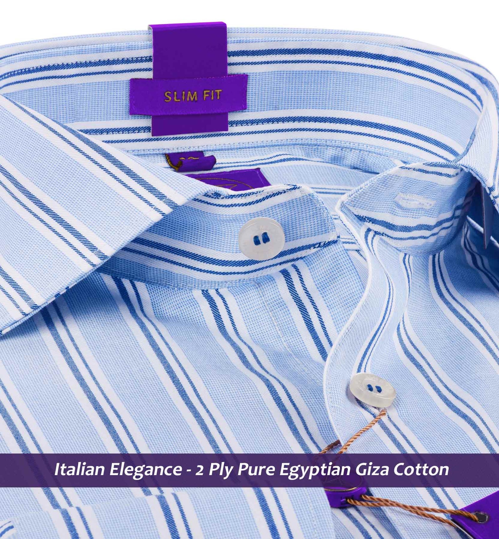 Petersburg- Azure Blue & White Stripe