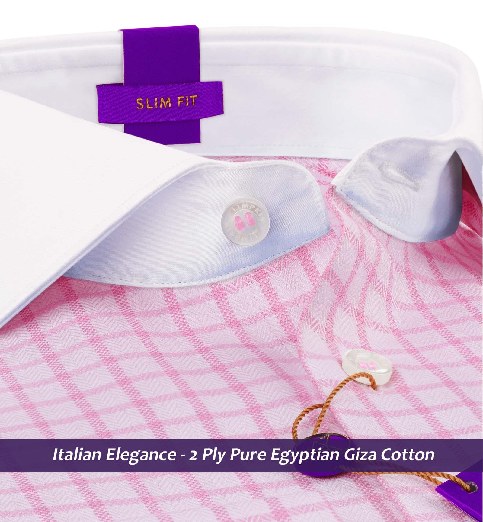 Zenith- Flamingo Pink & White Check- White Collar