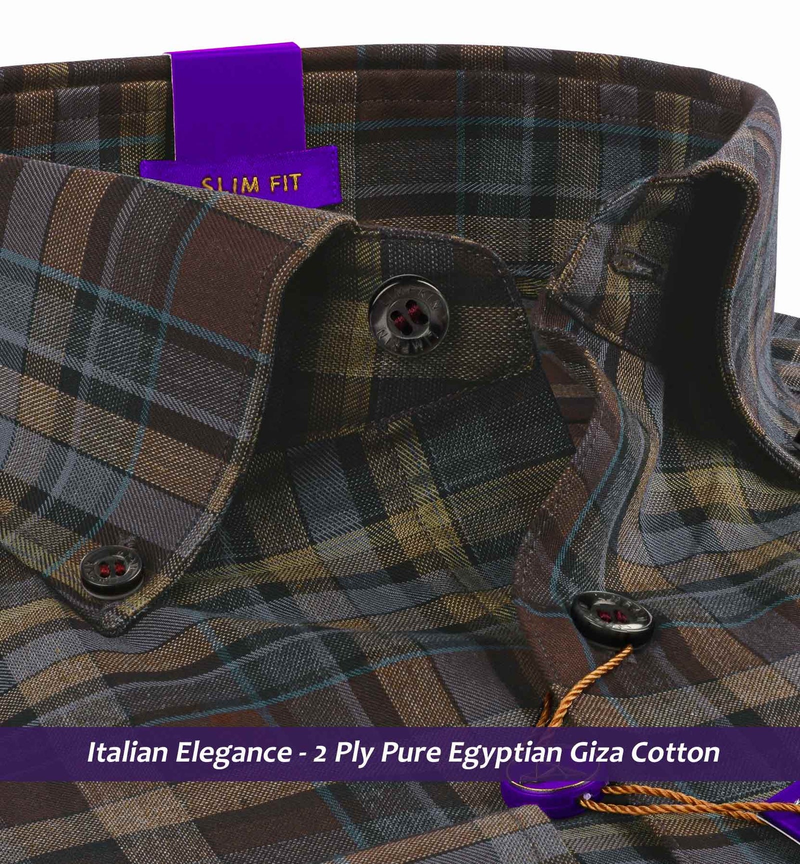 Orsha- Burgundy & Beige Check- Button Down