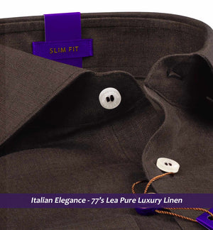 Milano- Cedar Brown Solid Linen- 77's Lea Pure Luxury Linen