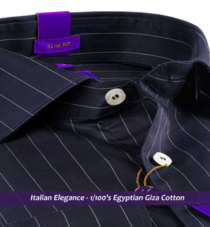 Denver- Navy & White Stripe- 1/100 Egyptian Giza Cotton